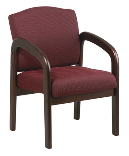 Office Star Work Smart Mahogany Finish Wood Visitors Chair, Ruby